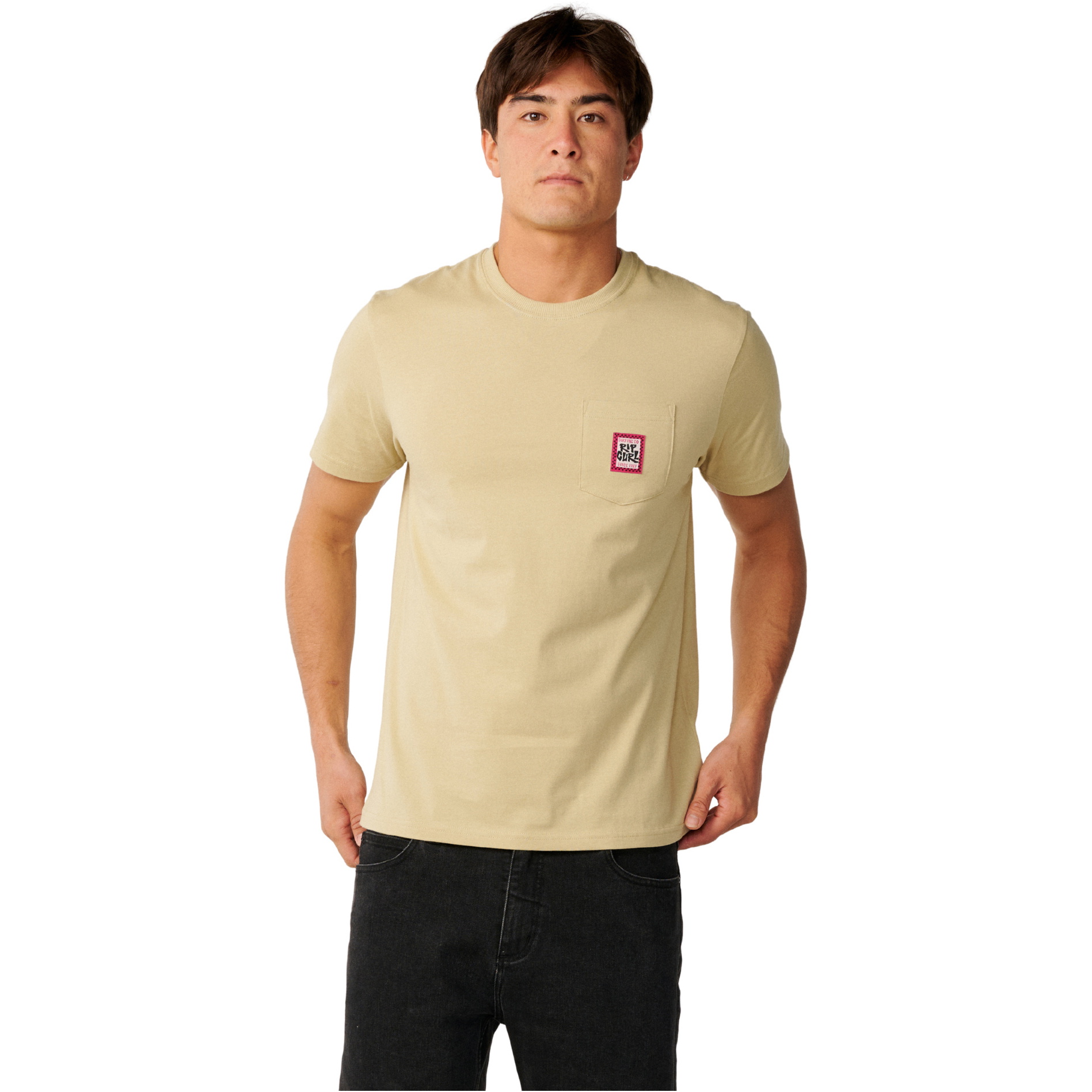2026 Rip Curl Mens Streamline Pocket Badge T-Shirt 13TMTE - Khaki Sand